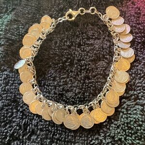 Elegant 9.25 silver Coin Charm Bracelet